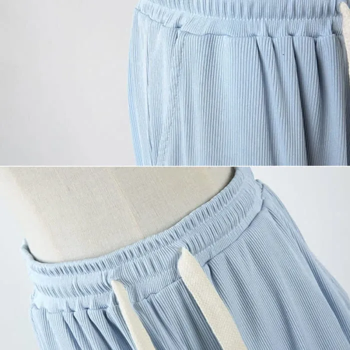 Rainbow Stripe T-Shirt Casual Draw String Shorts Pants