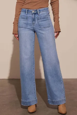 Rebadress Chic Straight Wide Leg Denim Pants