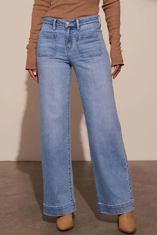 Rebadress Chic Straight Wide Leg Denim Pants