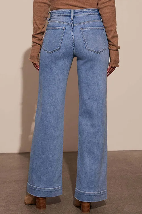 Rebadress Chic Straight Wide Leg Denim Pants