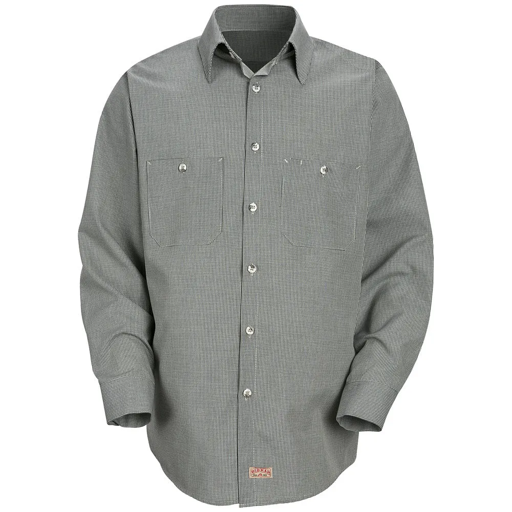 Red Kap Men's Micro-Check Uniform Shirt SP10 - Hunter / Khaki  Check