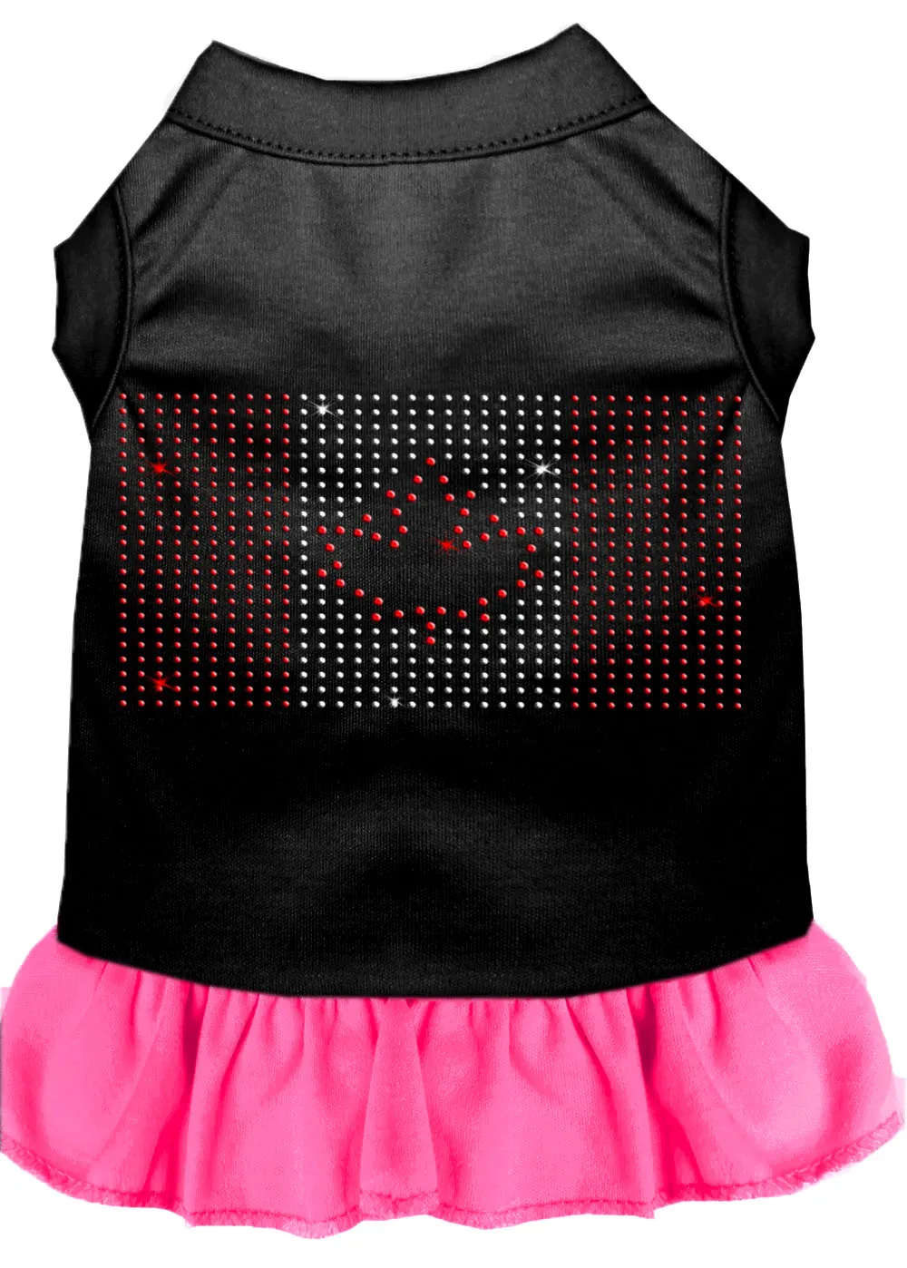 Rhinestone Canadian Flag Dress Black With Bright Pink Xxxl