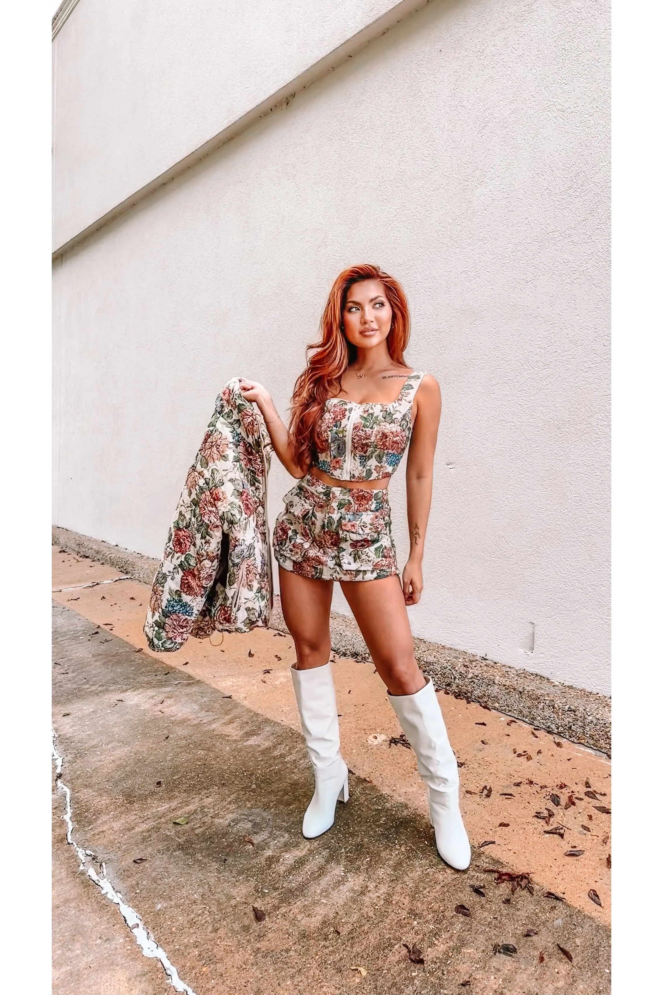 Sofia Jacquard Floral Puffer Jacket