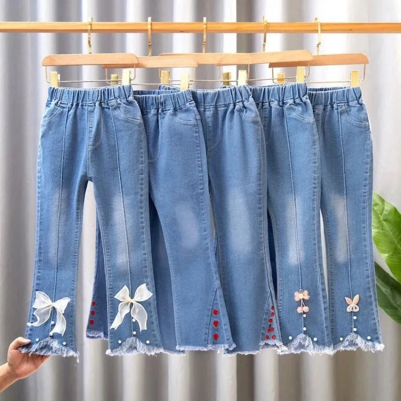 Super Cute Flared and Stylish Boot-Cut Bell Jeans with Bow