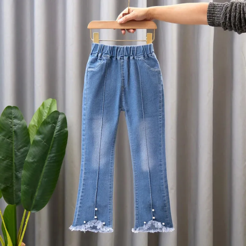 Super Cute Flared and Stylish Boot-Cut Bell Jeans with Bow