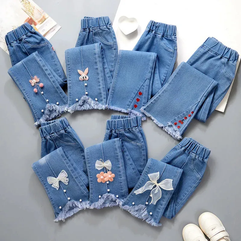 Super Cute Flared and Stylish Boot-Cut Bell Jeans with Bow