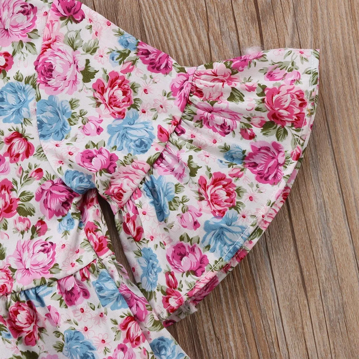 Toddler Girls Bell Sleeve Floral Print Ruffles Dress Casual Loose Flared Sundress Mini A Line Dress for Beach Party Wedding