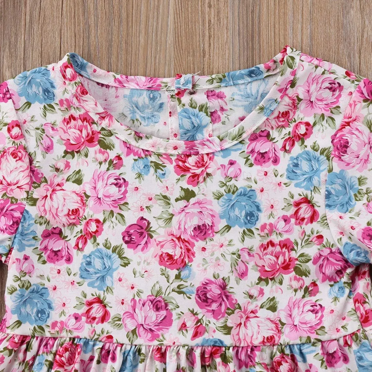 Toddler Girls Bell Sleeve Floral Print Ruffles Dress Casual Loose Flared Sundress Mini A Line Dress for Beach Party Wedding