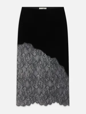 Velvet lace skirt in black