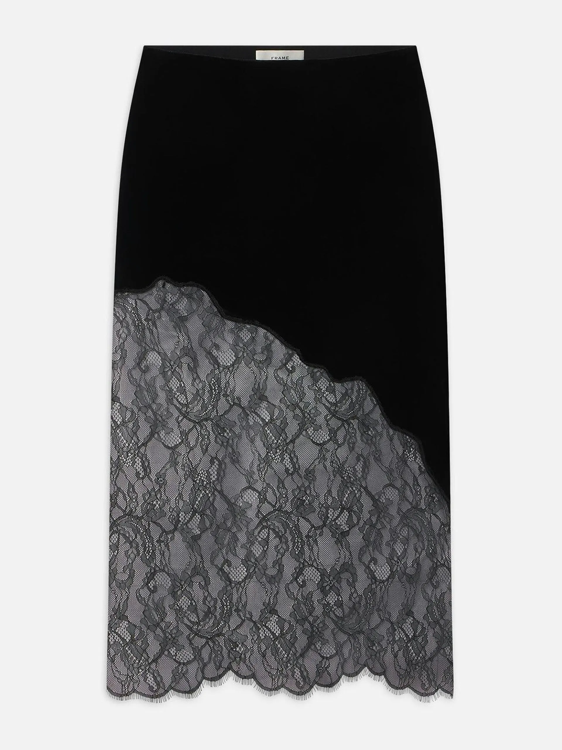Velvet lace skirt in black