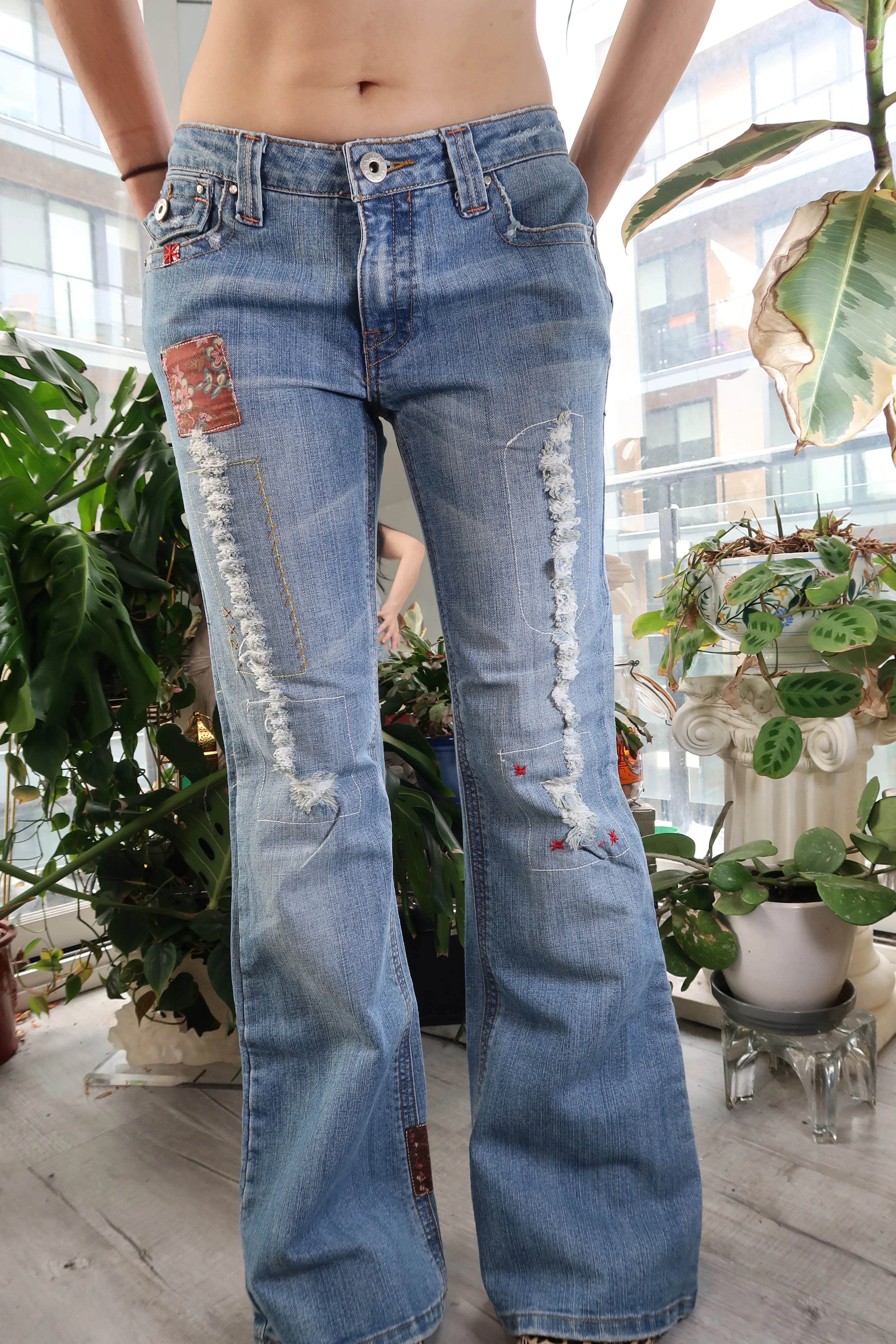Vintage 2000s Patchwork Low Rise Denim Jeans by Vanilla Star