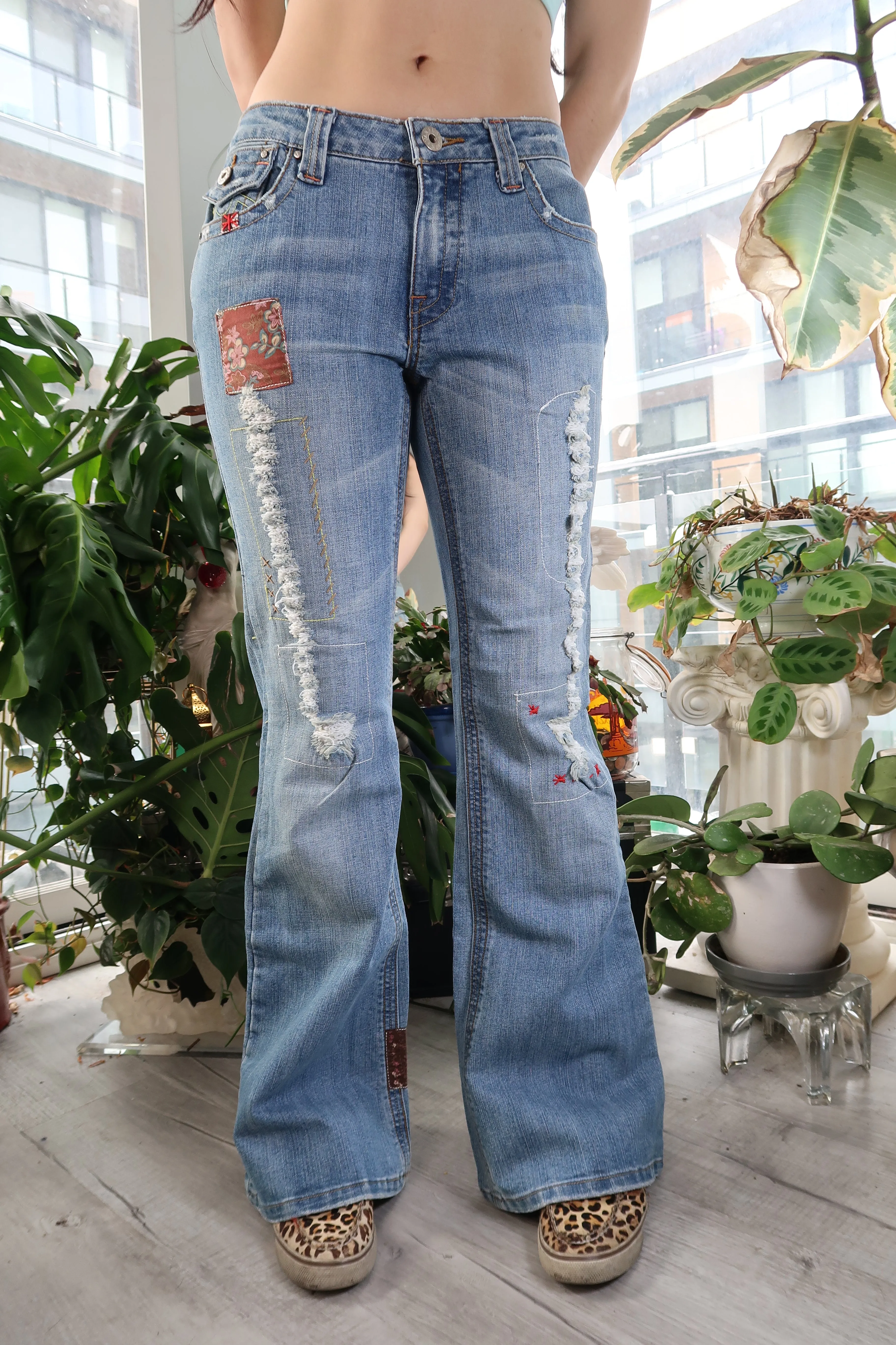 Vintage 2000s Patchwork Low Rise Denim Jeans by Vanilla Star