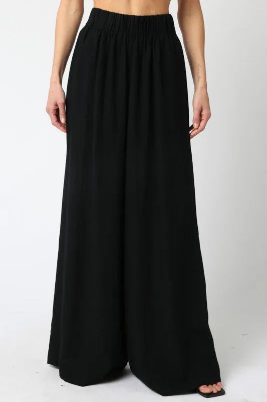 Waitlist 5/5 ♥ Jessie High Waist Woven Wide Leg Pants Black