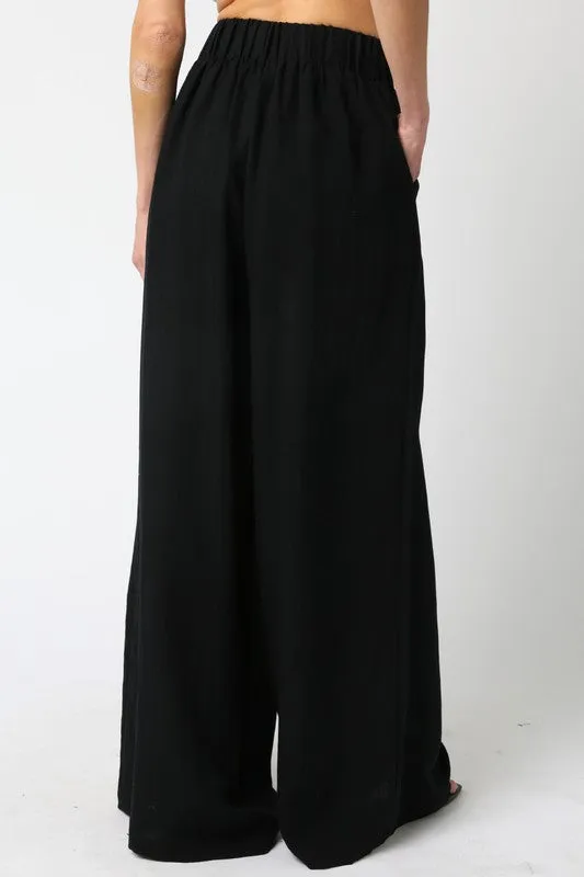 Waitlist 5/5 ♥ Jessie High Waist Woven Wide Leg Pants Black