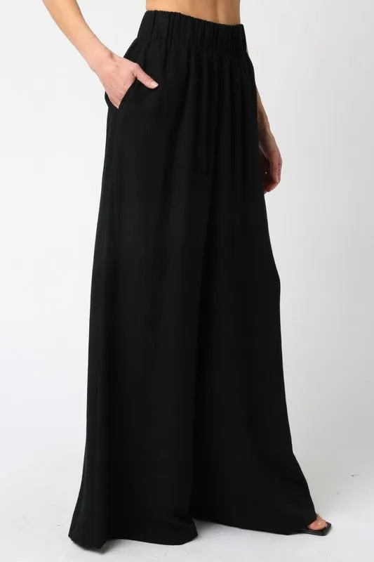 Waitlist 5/5 ♥ Jessie High Waist Woven Wide Leg Pants Black