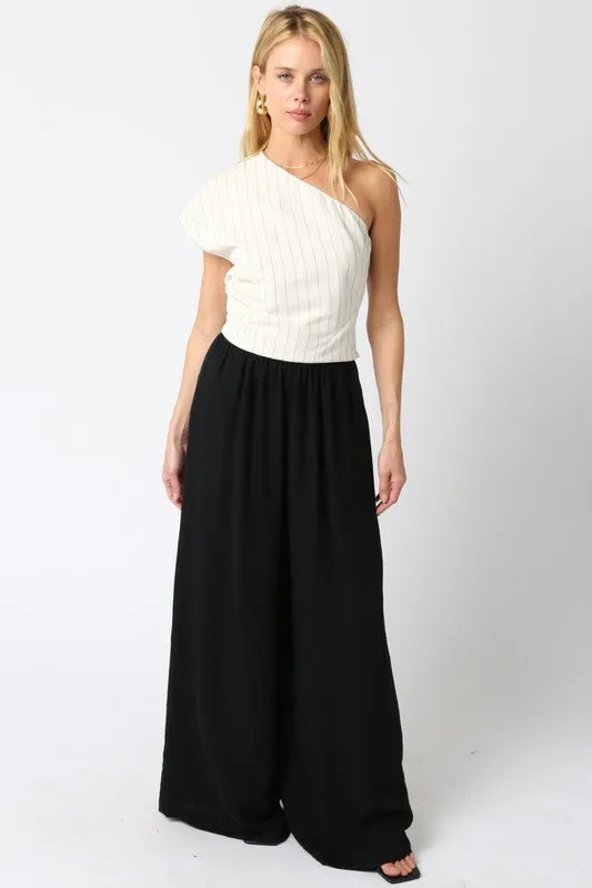 Waitlist 5/5 ♥ Jessie High Waist Woven Wide Leg Pants Black