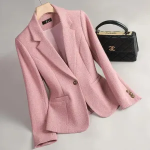 Winter Retro Long Sleeves Single Button Blazer