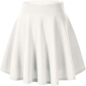 Women's Basic Versatile Stretchy Flared Casual Mini Skater Skirt Pleated Vintage A-Line 2025 Summer Swing Skirts