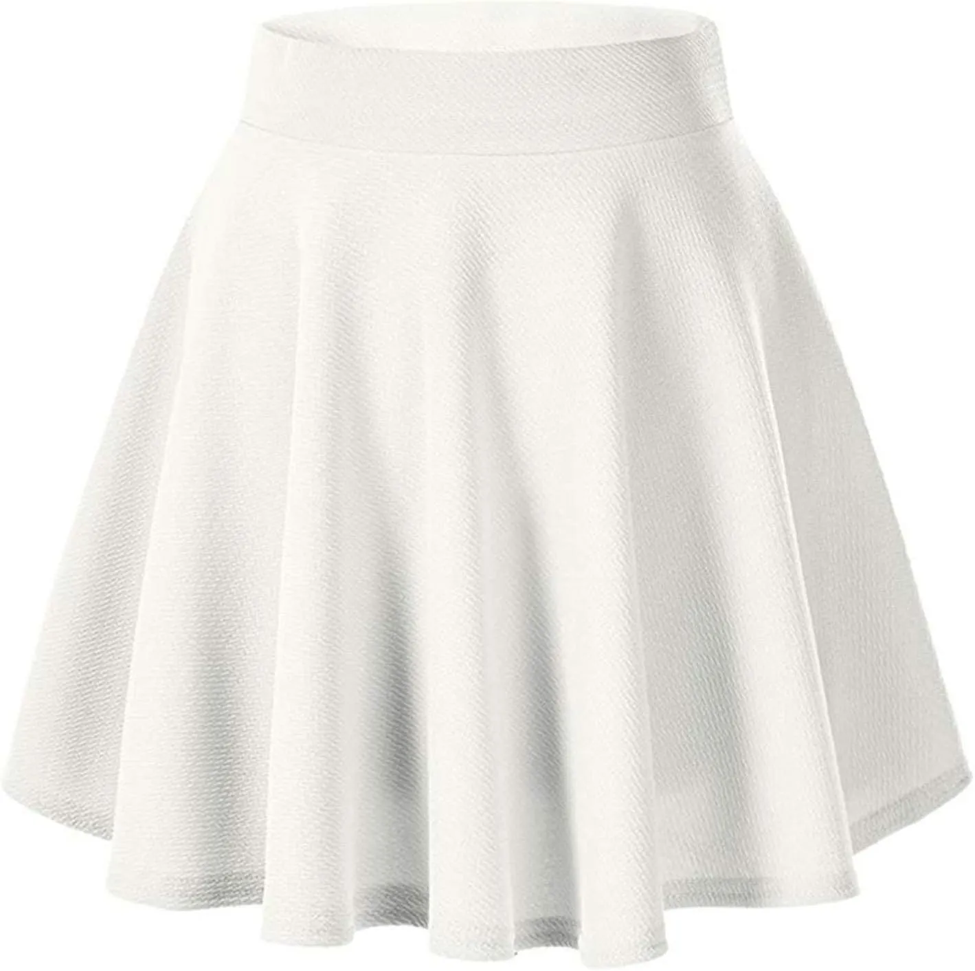 Women's Basic Versatile Stretchy Flared Casual Mini Skater Skirt Pleated Vintage A-Line 2025 Summer Swing Skirts