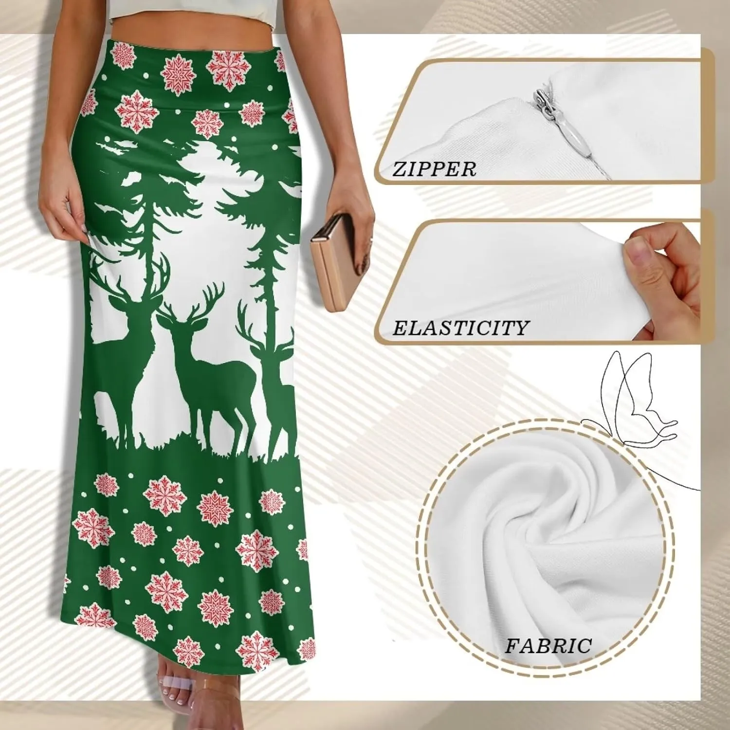 Women's Elastic High Waisted Maxi Skirt Trendy Fall Flared A-Line Midi Skirt Casual Formal Work Skirts