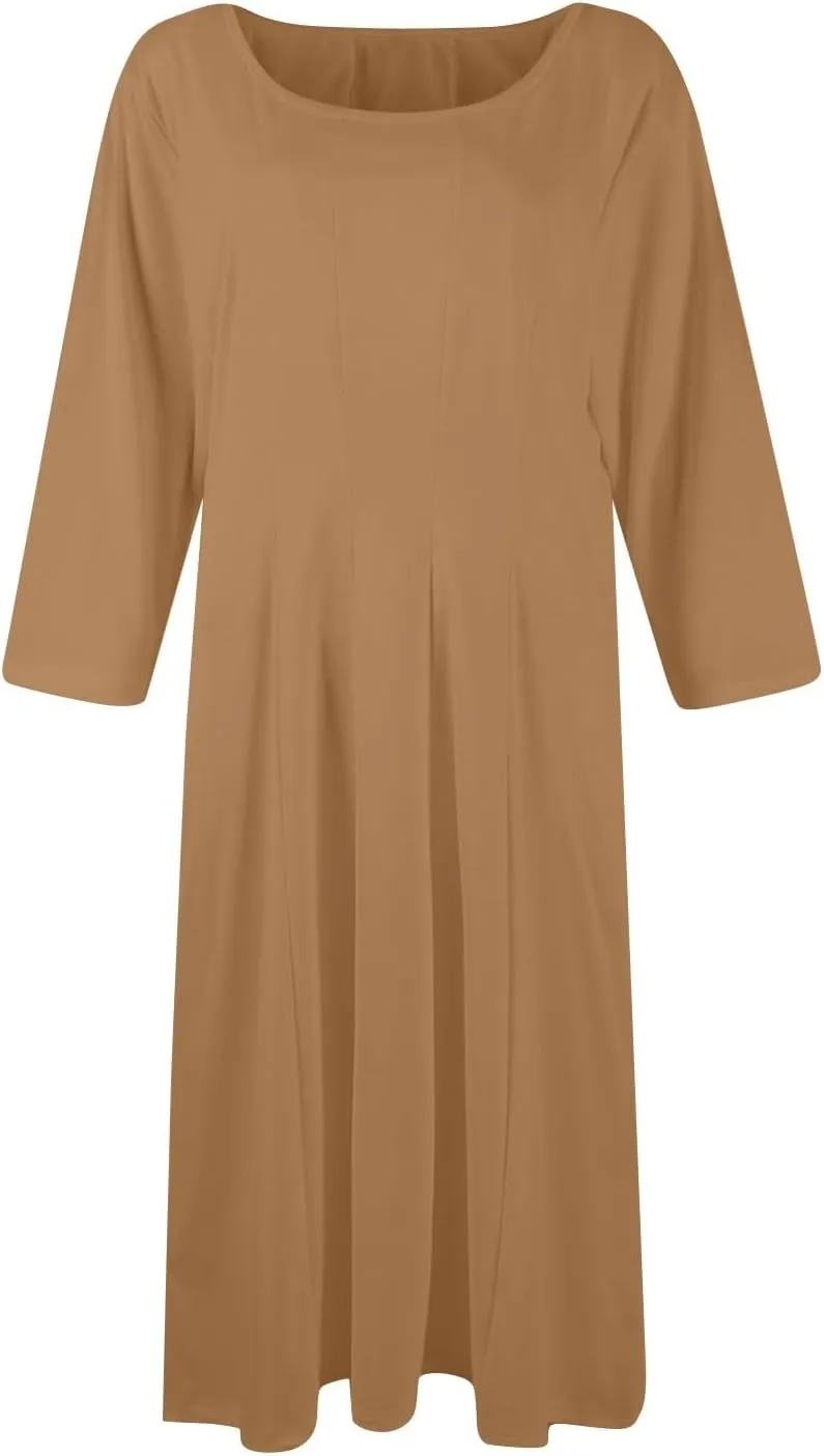 Womens Fall Fashion 2024 Elegant Dresses for Women Pleated Midi A Line Dress Semi Formal